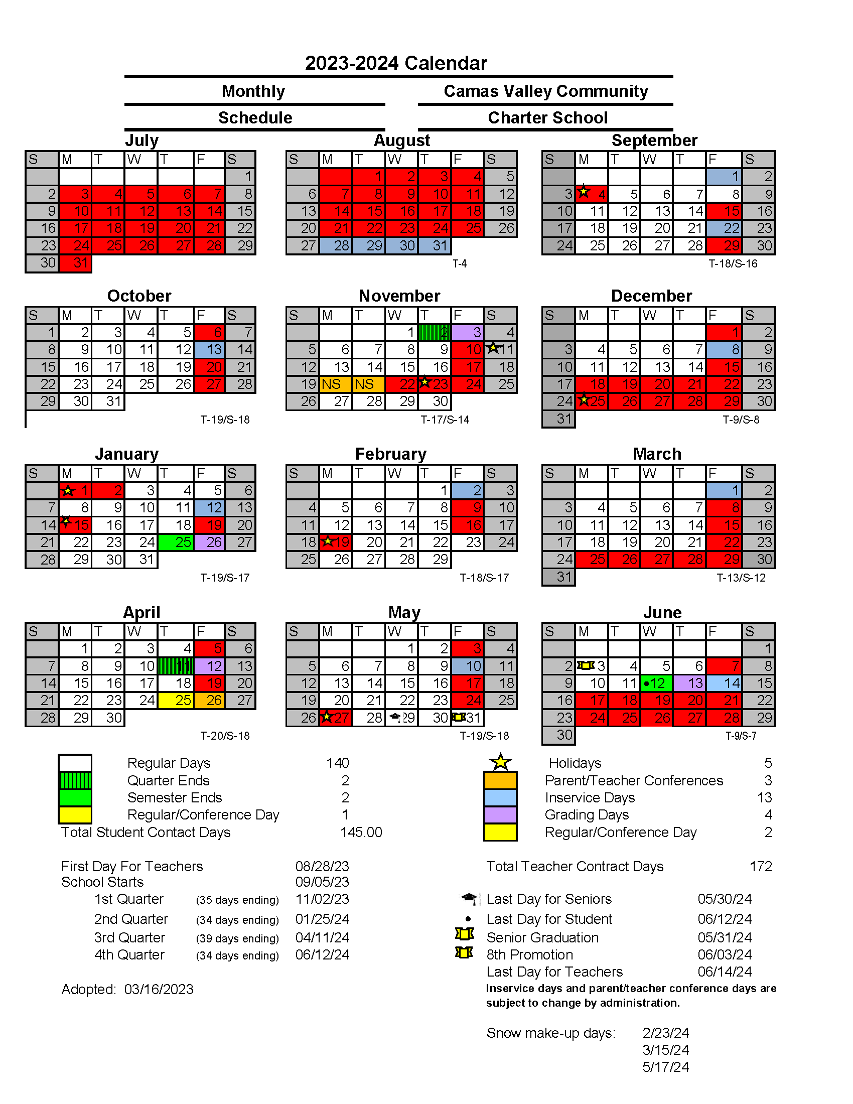 Calendar | www.camasvalley.k12.or.us Calendar | www.camasvalley.k12.or.us